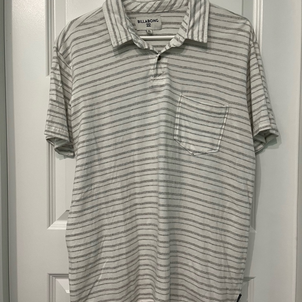 Billabong Light Gray Striped Polo Shirt